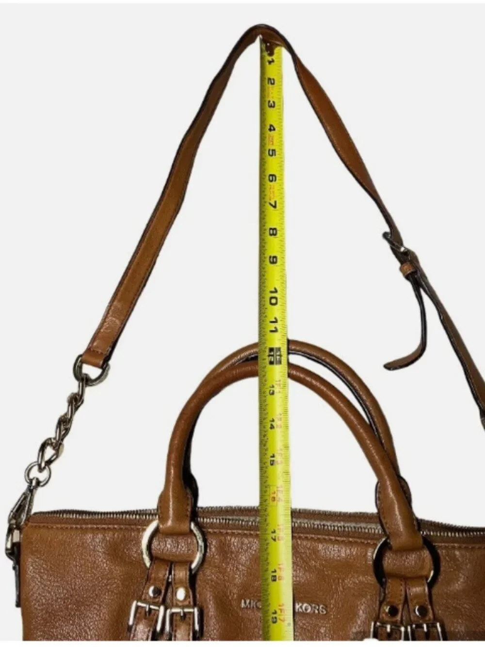 MICHAEL KORS BEDFORD COGNAC LEATHER SHOULDER BAG